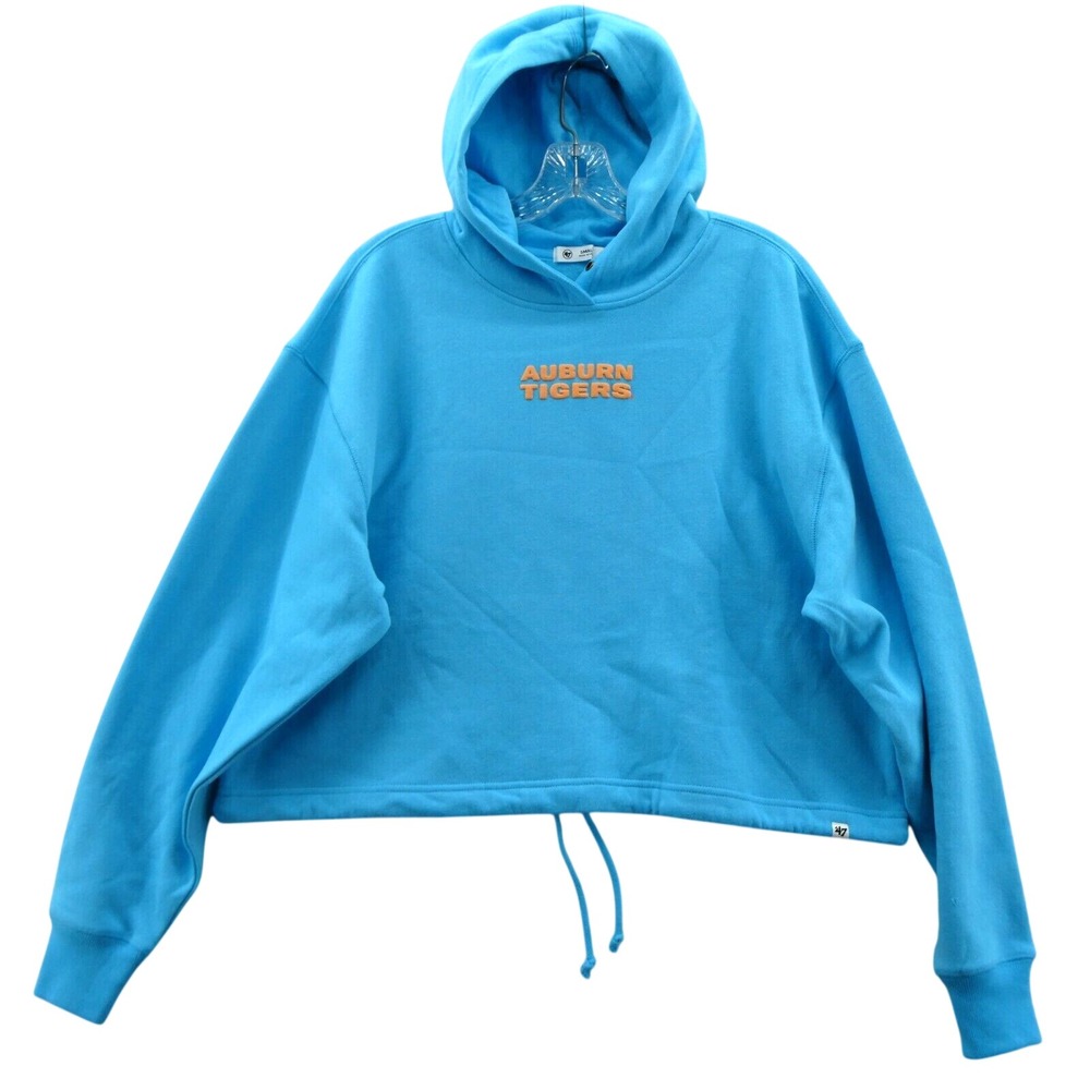 '47 Hoodie Womens Small‎ Auburn Tigers Blue Orange Cropped Drawstring Pullover